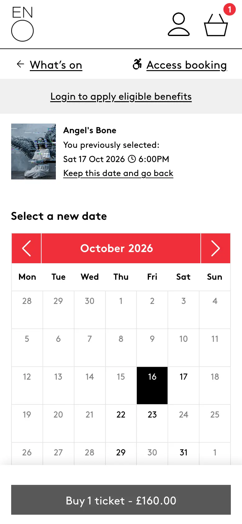 Booking page for English National Opera