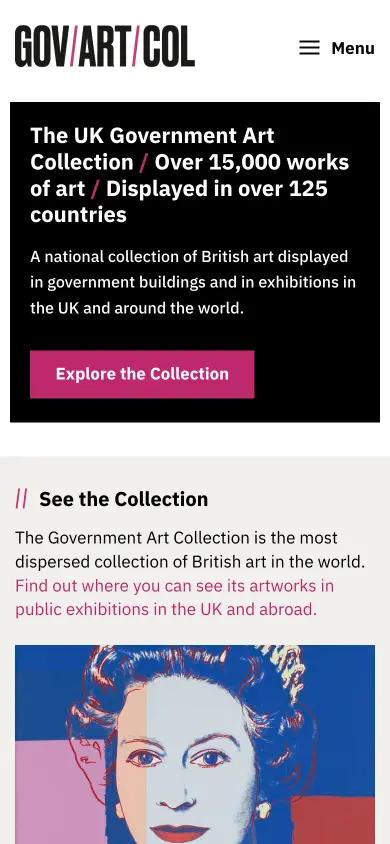 Homepage for Government Art Collection